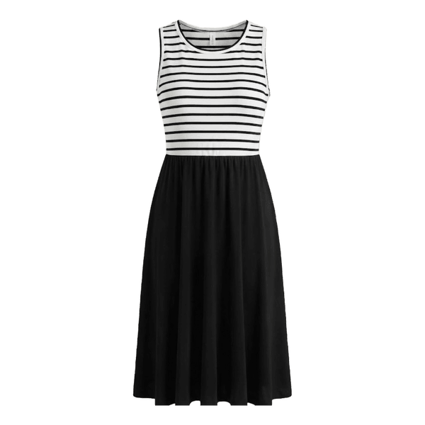 Black and white striped dress