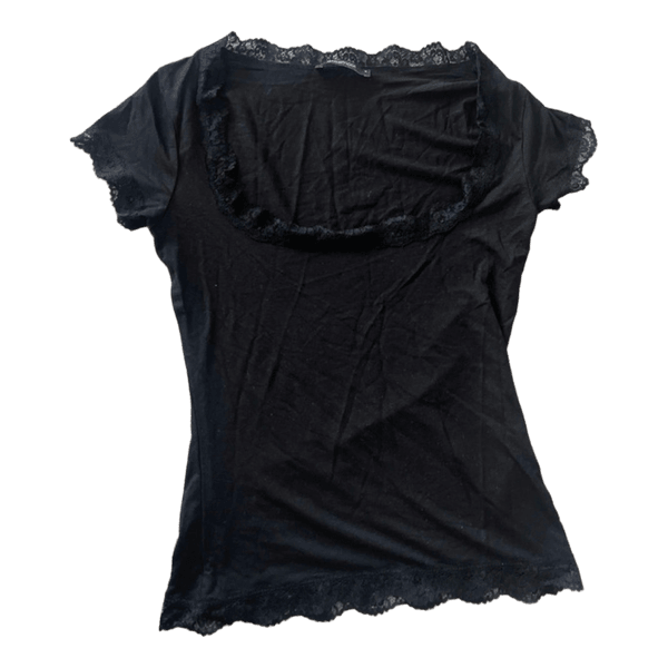 Black lace trim top