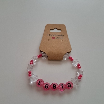 Pink beaded lgbtq rannekoru