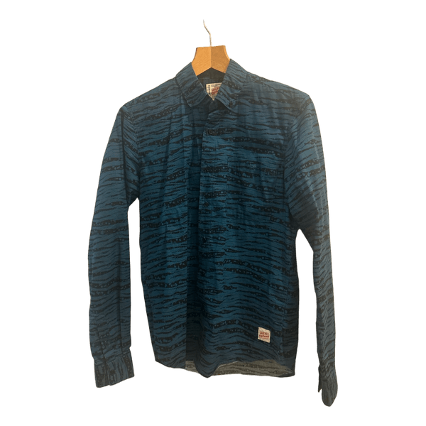 Blue patterned long sleeve shirt