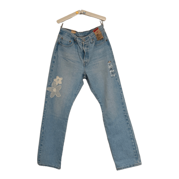 Levi's 501 flower jeans
