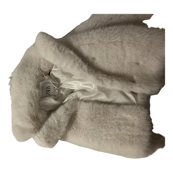 Zara Hvid faux fur jakke