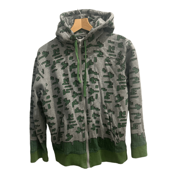 Grey green pixel hoodie