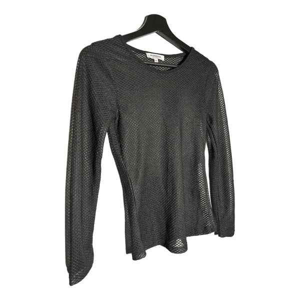 Black mesh long sleeve top