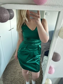 Green satin dress