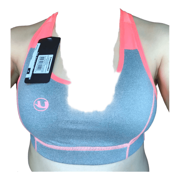 Grey and pink sports bra