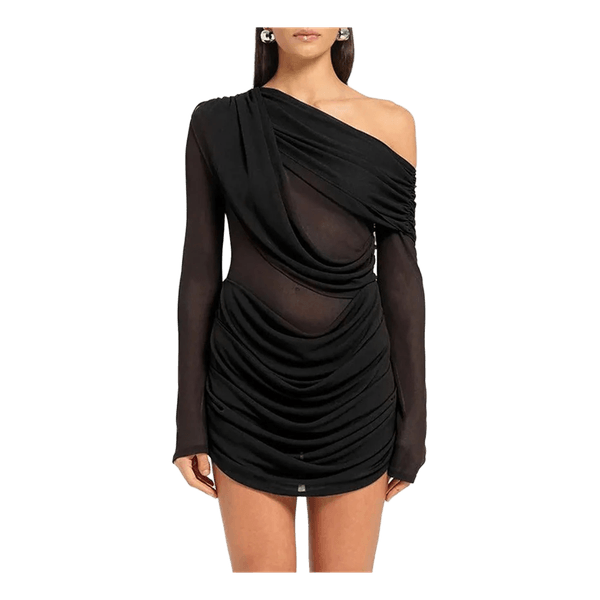 Black draped mini dress