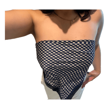 Blue checkered bandeau top