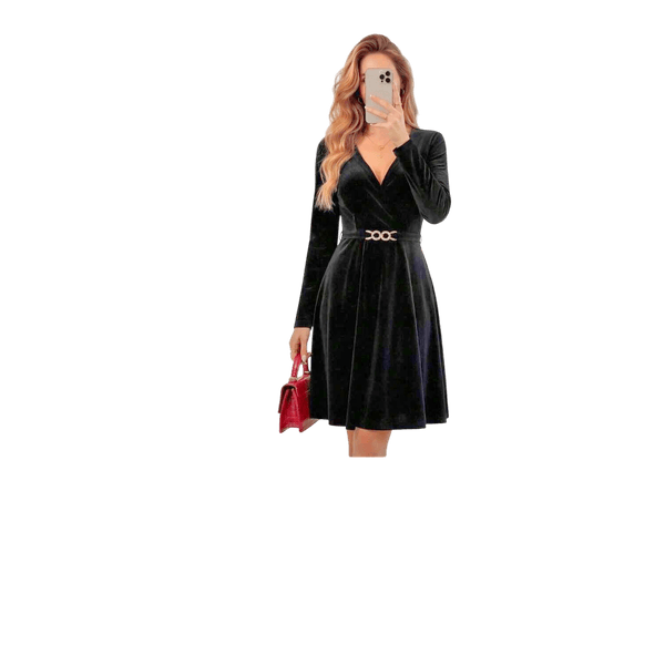 Black velvet midi dress