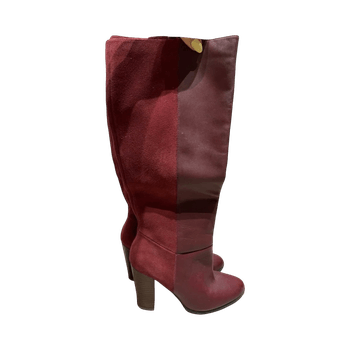 Burgundy yli-polven saappaat