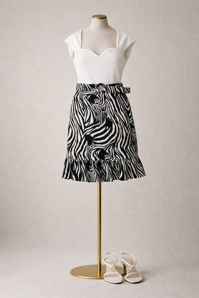 Zebra skirt and white top
