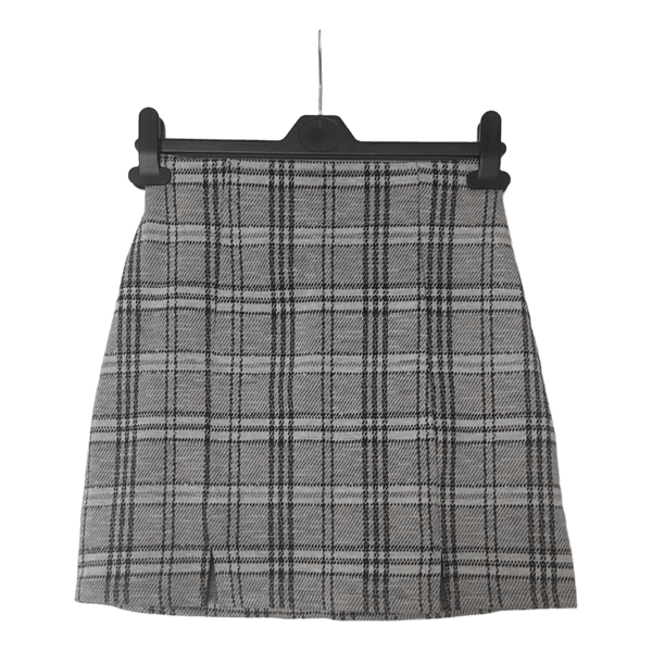 Grey plaid mini skirt
