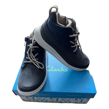 Navy leather boots
