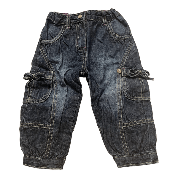 Mörkblå cargobyxor i denim