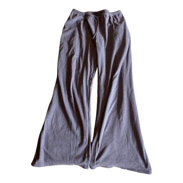 Grey fleece wide leg trousers