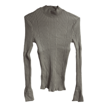 Beige ribbed knit top