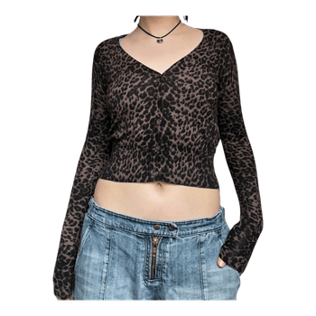 Brown leopard print cardigan