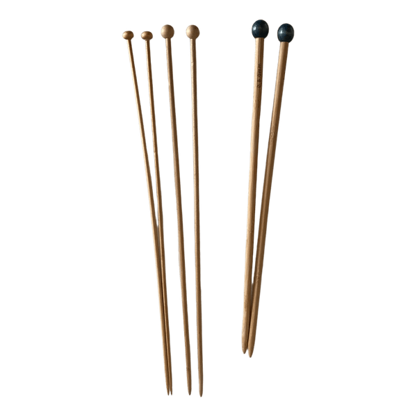 Wooden Knitting Needles Set Mixed Sizes 8 mm + 5–6 mm + ~4 mm