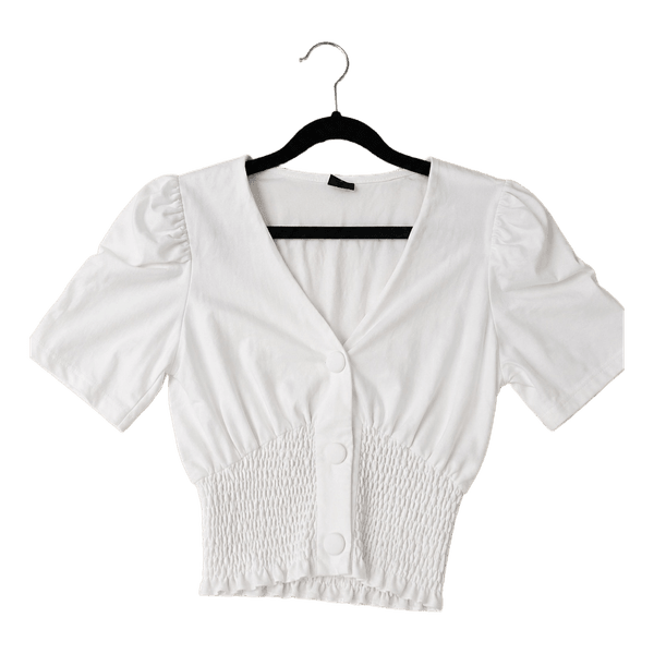 Vit smockad blus
