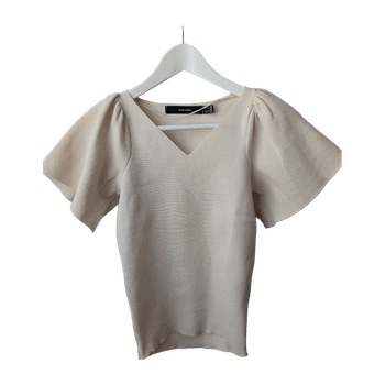 Beige lyhythihainen neulepaita