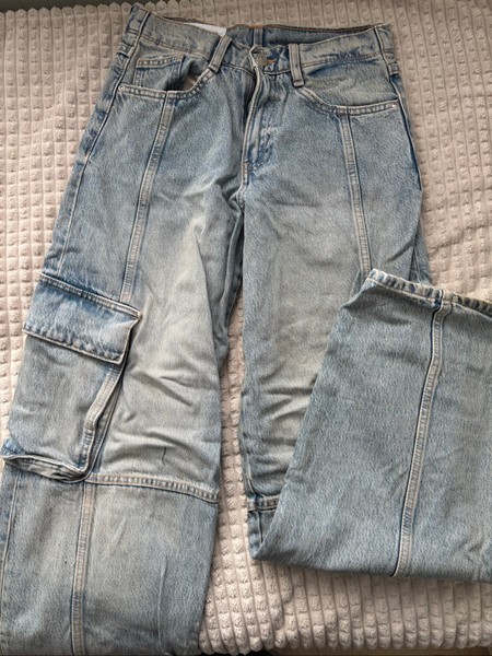 Zara blue denim cargo jeans