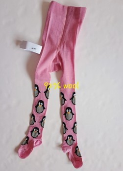 Pink penguin tights 92% wool new