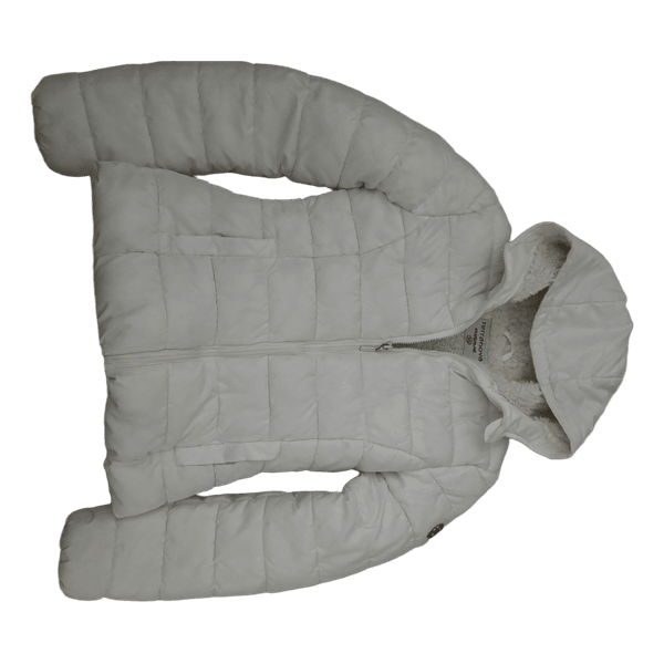 White hooded puffer jacket