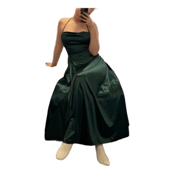 Dark green satin long dress