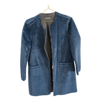 Blue faux fur coat