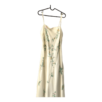 Embroidered cream midi dress