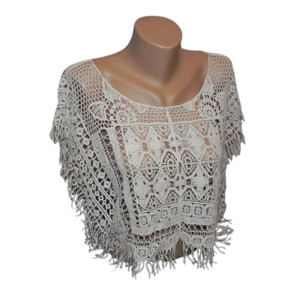 Beige lace crop top