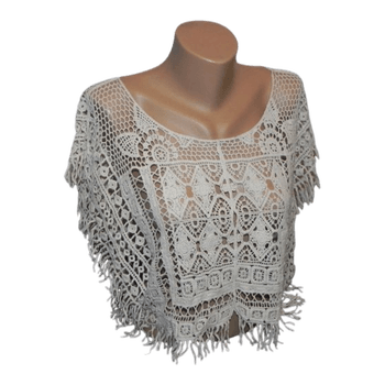 Beige lace crop top