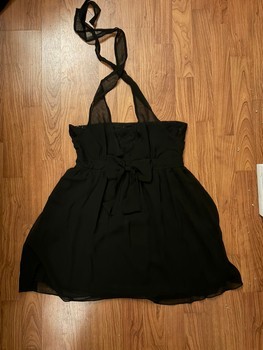 Black halter mini dress