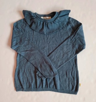 Blue cotton /merino sweater 122/128 cm