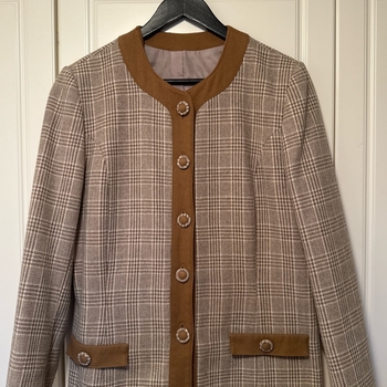beige ruudullinen vintage villa bleiseri