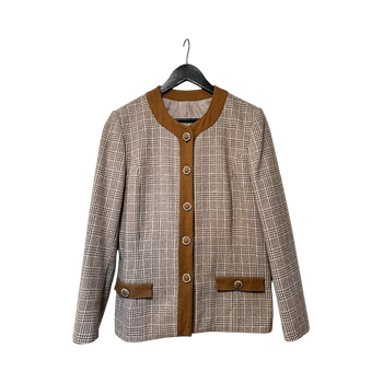 beige ruudullinen vintage villa bleiseri