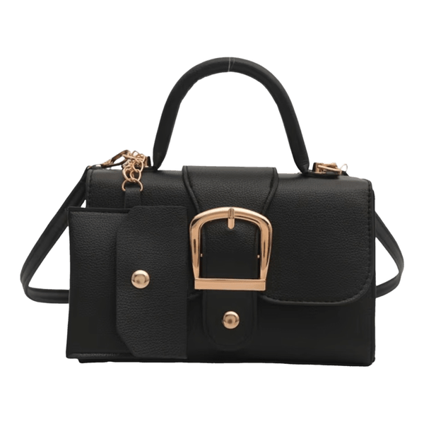 Buckle top handle handbag