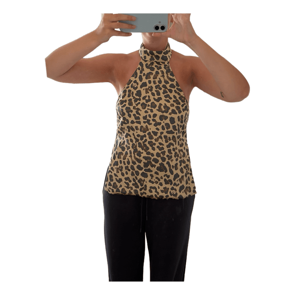 Leopard mønstret halterneck top