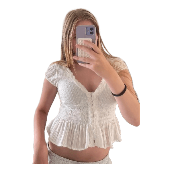 Hvid Stradivarius kortærmet bluse