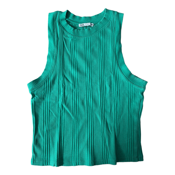 Grøn ribstrikket tanktop