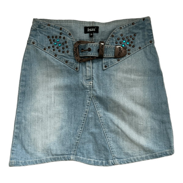 Blue denim mini skirt