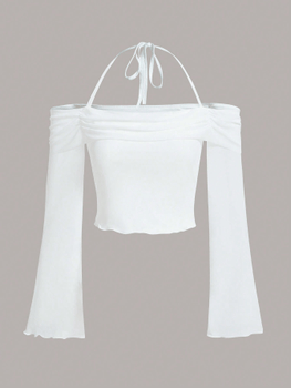 Halter flounce crop top