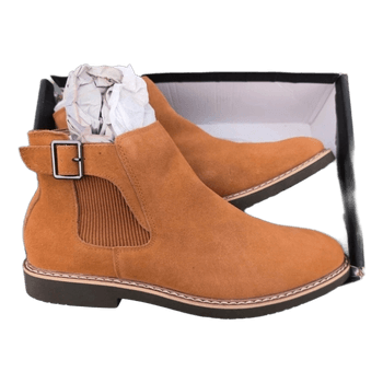 Bruno Marc Chelsea Boots – Suede, Size 47 / UK 12, Camel