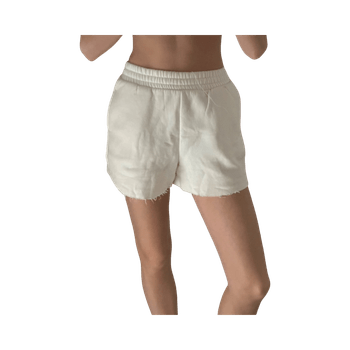 White elastic waist shorts