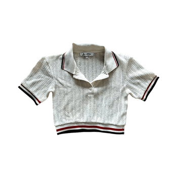 Cropped knitted polo shirt