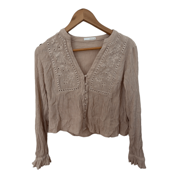 Beige broderie anglaise top