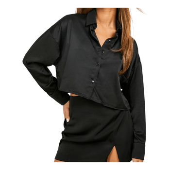Chemisier court noir en satin