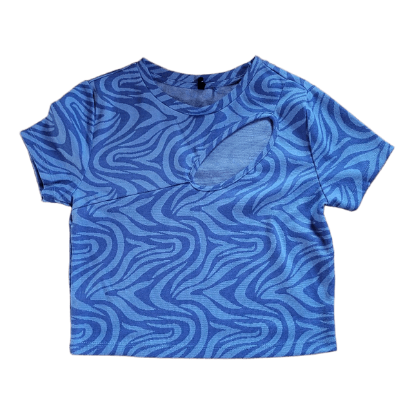 Blue patterned crop top