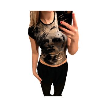 Black and silver graphic top