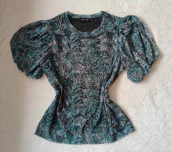 Green patterned mesh top